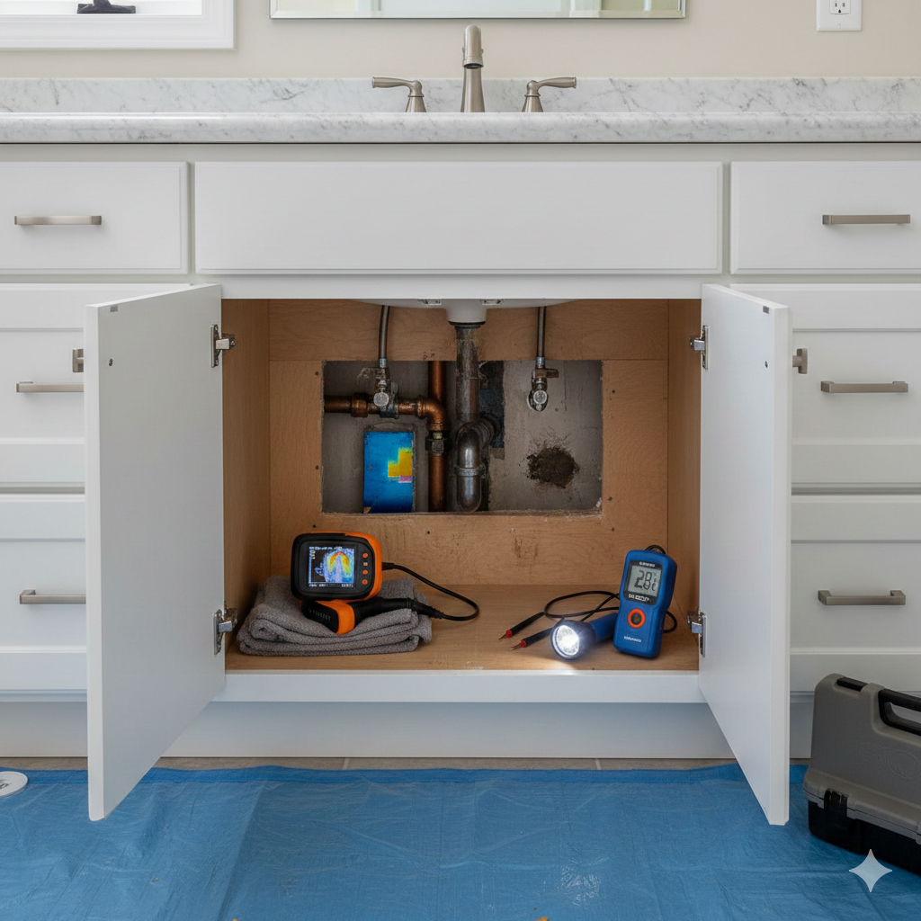 Mold remediation containment and cleanup work in a home